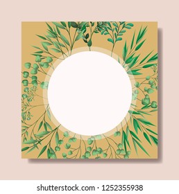 circular frame with laurel leafs