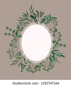 circular frame with laurel leafs