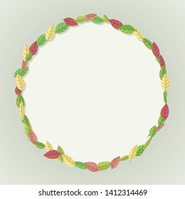Circular frame with leaves of different colors