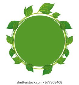 circular frame with leaves icon
