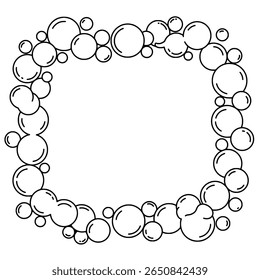 Circular frame made of hand-drawn pebbles. Round stone border for nature design.