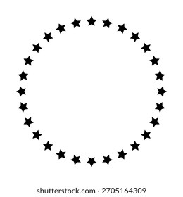 Circular frame made of stars on white background — ideal for design, border and graphic element content.