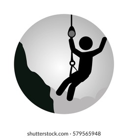 circular frame with man climbing a rope