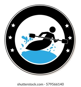 circular frame with man in kayak