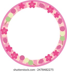 Circular frame material of cherry blossom illustration