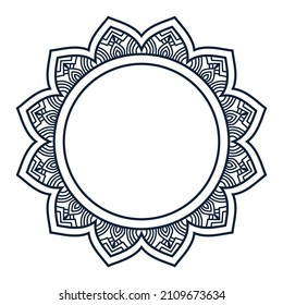 Circular frame pattern in form of mandala for Henna, Mehndi, tattoo, decoration. Decorative frame - ornament in ethnic oriental style. Coloring book page