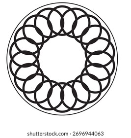 Circular frame pattern made of intertwining heart shapes perfect for love, Valentine's Day, wedding, or romantic decoration vector design.
