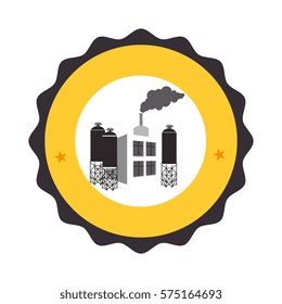 circular frame with pictogram with industry