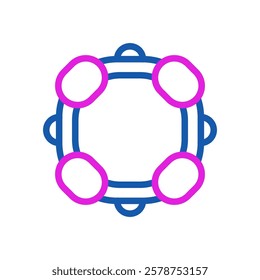Circular Frame with Pink Oval Details, Blue Outline