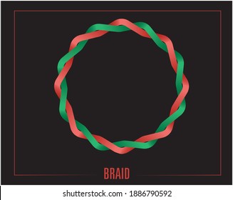 Circular frame in red and green. Vector illustration.