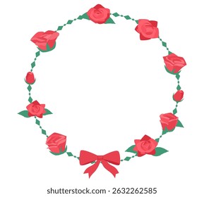 Circular frame with red roses.