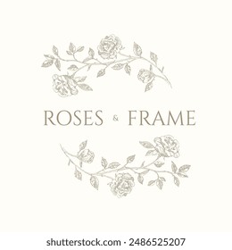 Circular frame of roses. Decorative element.