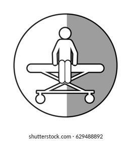 circular frame shading with pictogram patient in stretcher clinical vector illustration