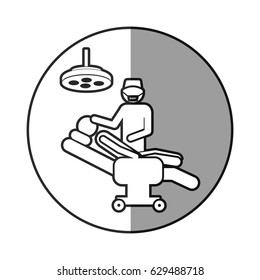 circular frame shading with pictogram person with surgeon vector illustration