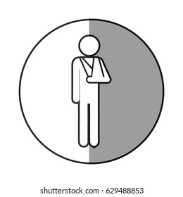 circular frame shading with pictogram plastered arm vector illustration