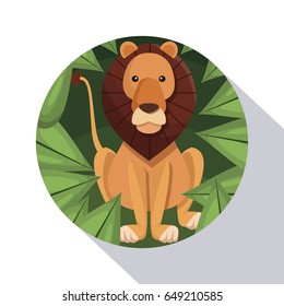 circular frame shading of poster closeup lion in the jungle