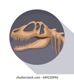circular frame shading of poster closeup prehistory skeleton dinosaur