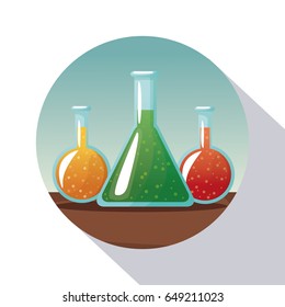 circular frame shading of poster closeup set glass beakers with formula