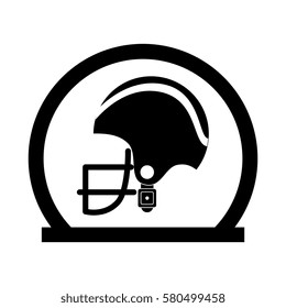 circular frame with side view american football helmet