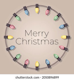 circular frame with small colored Christmas lights