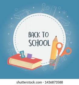 circular frame with supplies back to school