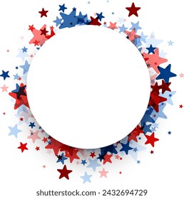 A circular frame surrounded by red, white, and blue stars, perfect for highlighting American-themed content or celebrations