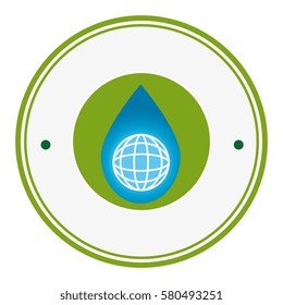 circular frame with symbol saving water