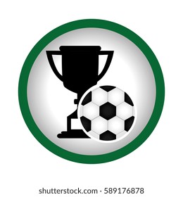 circular frame with Trophy with soccer ball