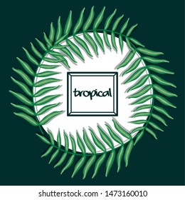 circular frame with tropical leafs