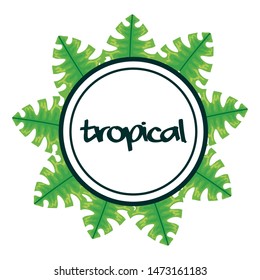 circular frame with tropical leafs