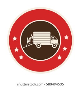 circular frame of truck with wagon
