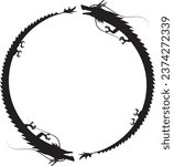 circular frame of two dragons. New Year