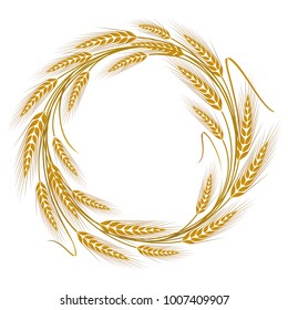 Circular frame wreath of wheat ears