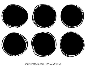 Circular framed set, hand-drawn loose circles