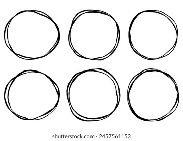 Conjunto enmarcado circular, círculos sueltos dibujados a mano