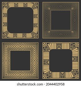 Circular frames decorative set. Place for text. Art ornament of elements of design of luxury goods, logos, monograms. Vector illustration.