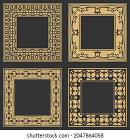 Circular frames decorative set. Place for text. Art ornament of elements of design of luxury goods, logos, monograms. Vector illustration.