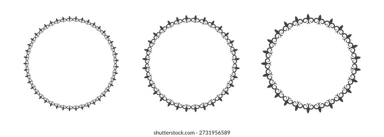 Marcos circulares de adorno nacional turco. Fronteras de impresión étnica. Patrón nómada asiático. Vector