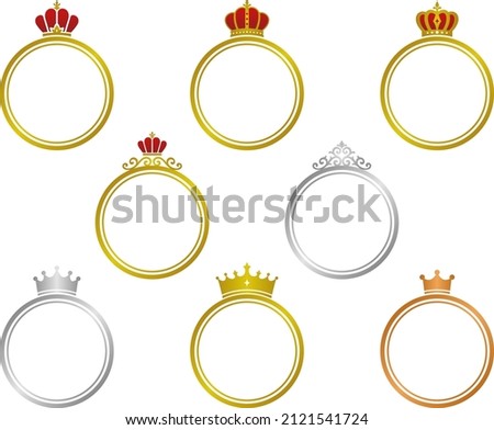 Circular frameset with crown decoration (gold, silver, bronze, red crown)