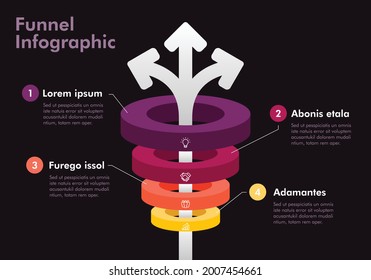 Circular Funnel Pyramid Infographic with Icons Modern Style number options template Vector illustration can be used for workflow layout diagram business step options banner web design colorful