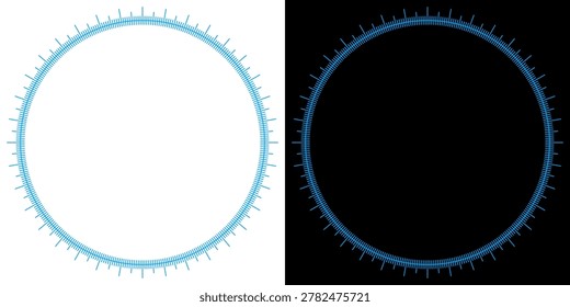 Circular futuristic 360 degree scale for precise direction measurement