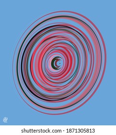 Circular geometric abstract vector object. Computer modeling for math or chemistry. Transparent colored parts surface structure overlapping under wire frame shape. Isolated futuristic symbol.