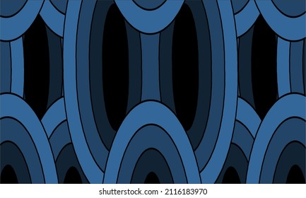 Circular geometric background. Circular rings pattern. Blue circular ring background.