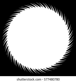 Circular geometric black and white element. Radial shape with spinning effect