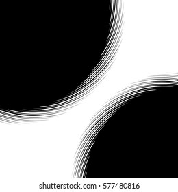 Circular geometric black and white element. Radial shape with spinning effect