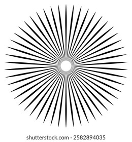 Circular Geometric Burst Rays On White. Radial line icon. Radial bent lines. EPS vector illustration