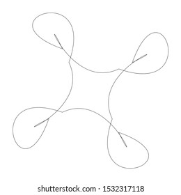 Circular geometric design element(s) with editable lines (outline is not expanded). Abstract radial mandala, motif element. Concentric lines ornament