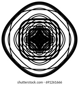 Circular geometric element. Concentric radial limes abstract motif
