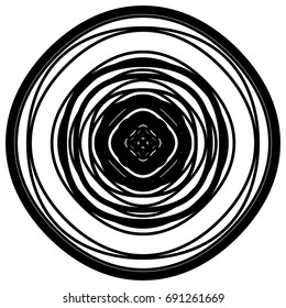 Circular geometric element. Concentric radial limes abstract motif