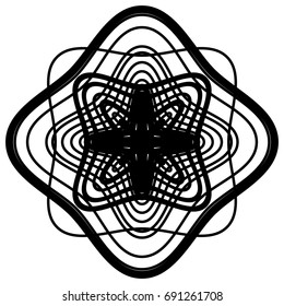 Circular geometric element. Concentric radial limes abstract motif